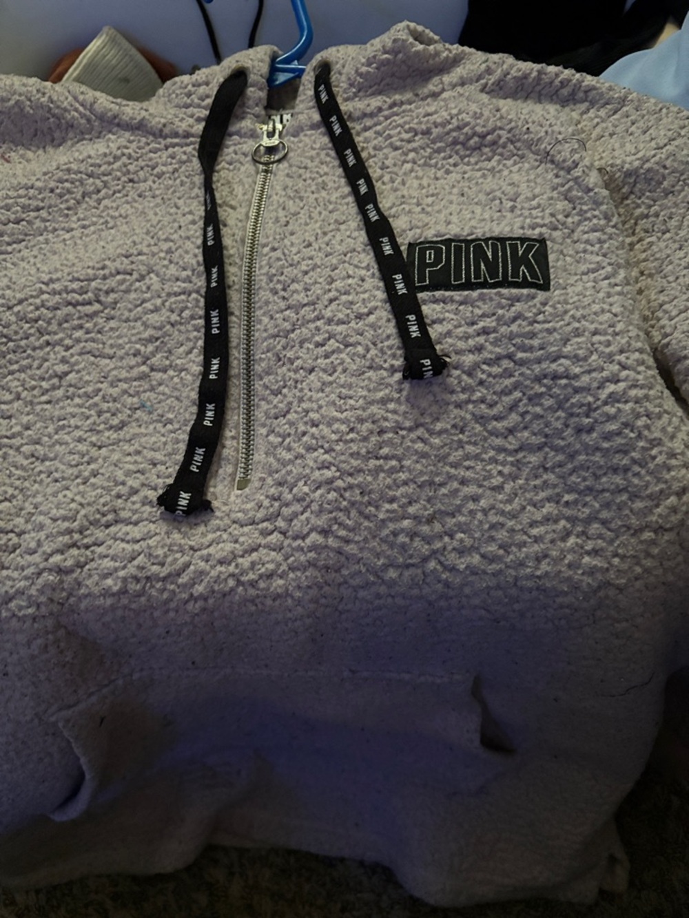 PINK Victoria's Secret Lavender Sherpa Half-Zip Hoodie